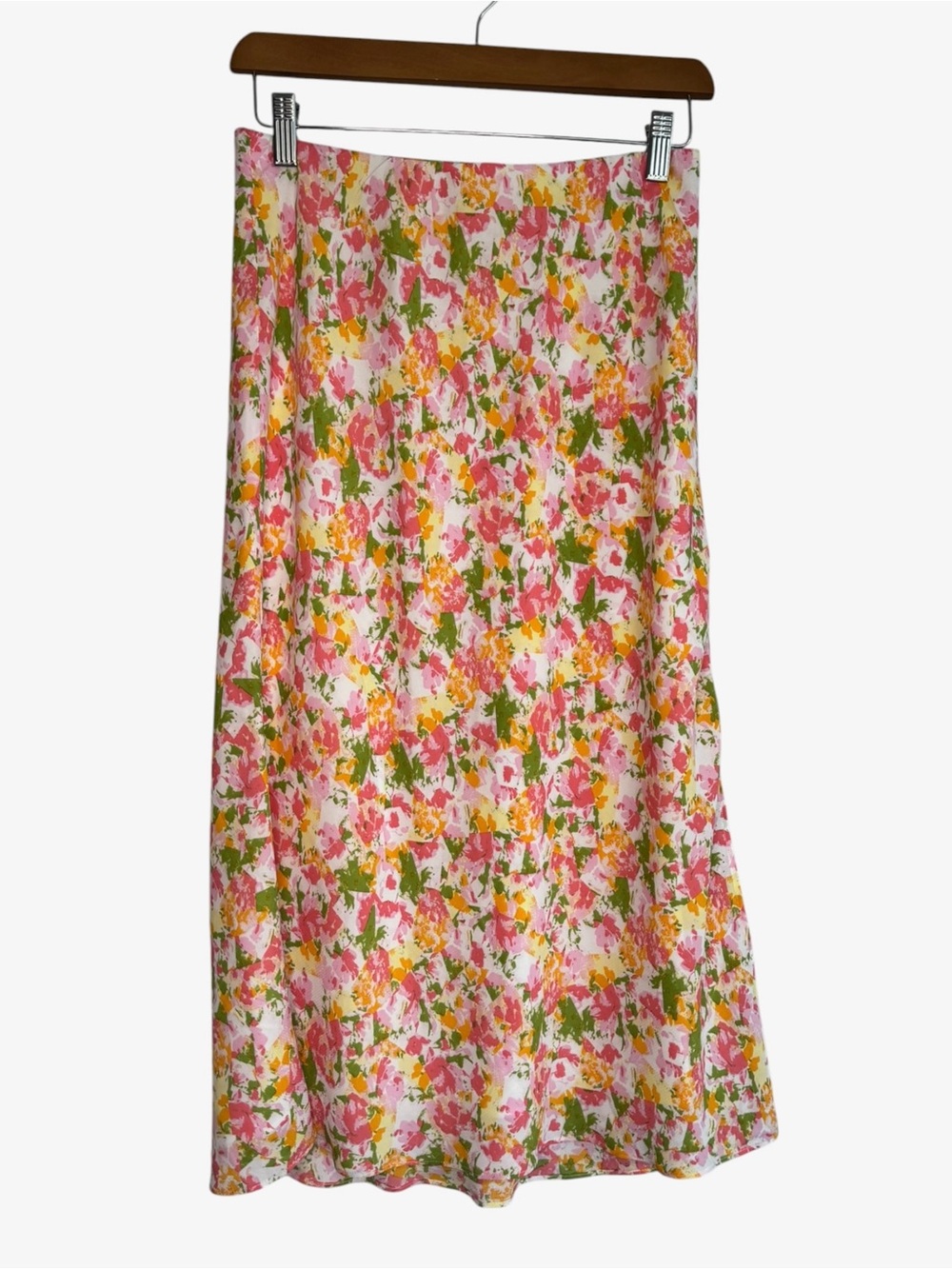 Romantic Feminine Floral Spring Maxi Skirt Lightweight Flowy Pull On Medium BP